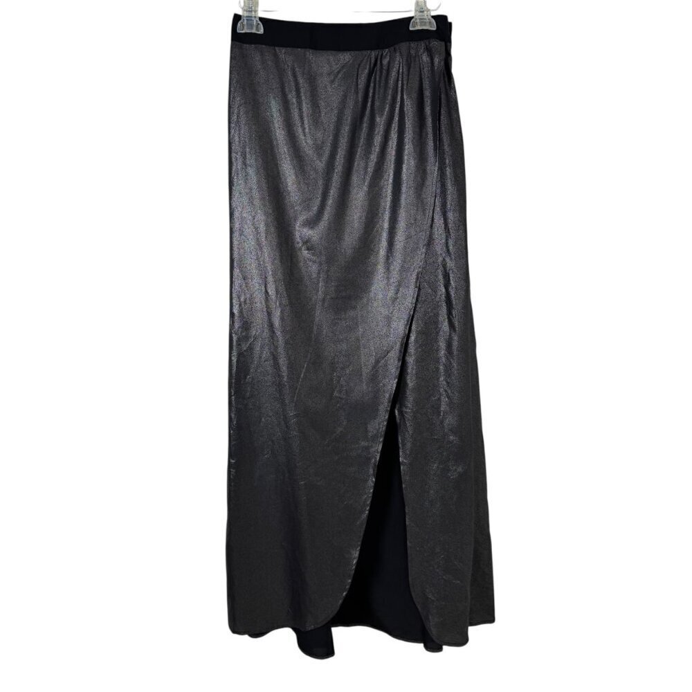 Express NWOT Black Silver Shimmer Maxi Skirt Size 8 Party Casual Sparkle Evening